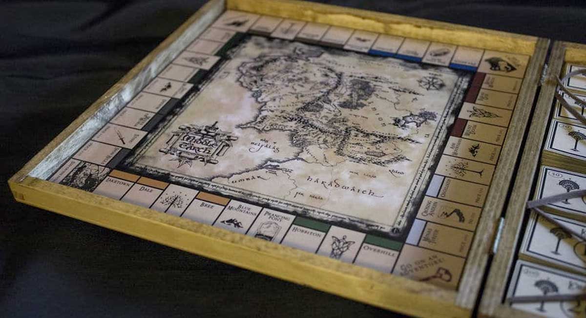 Lord of the Rings Haritası ile Yapılan El Yapımı Monopoly